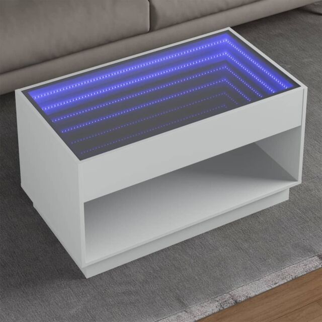 Berkfield Home Coffee Table with Infinity LED White 90x50x50 cm - Size: 90 x 50 x 50 cm - image 1