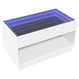 Berkfield Home Coffee Table with Infinity LED White 90x50x50 cm - Size: 90 x 50 x 50 cm - thumbnail 5