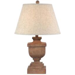 Lemon Pavilion Furniture and Decor Ravelle Table Lamp with Edged Linen Shade - L41 x W41 x H60 cm - Brown