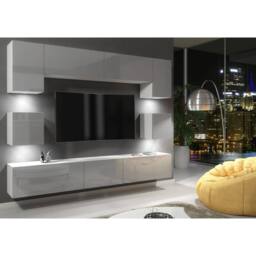 Creative Furniture Panorama Wall TV Unit - White & Grey Gloss Doors & LED Lights - thumbnail 9
