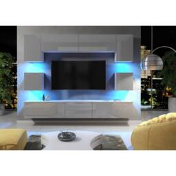 Creative Furniture Panorama Wall TV Unit - White & Grey Gloss Doors & LED Lights - thumbnail 2