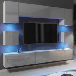 Creative Furniture Panorama Wall TV Unit - White & Grey Gloss Doors & LED Lights - thumbnail 3