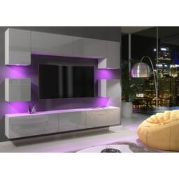Creative Furniture Panorama Wall TV Unit - White & Grey Gloss Doors & LED Lights - thumbnail 8