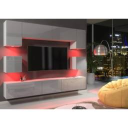 Creative Furniture Panorama Wall TV Unit - White & Grey Gloss Doors & LED Lights - thumbnail 6