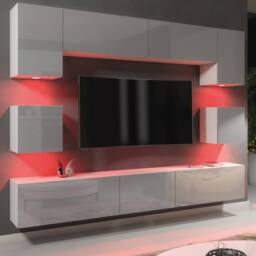 Creative Furniture Panorama Wall TV Unit - White & Grey Gloss Doors & LED Lights - thumbnail 5