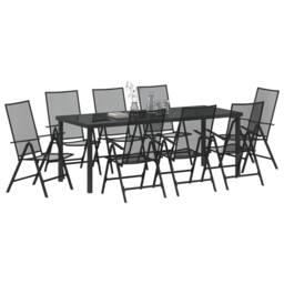 Berkfield Home 9 Piece Garden Dining Set Anthracite Steel - thumbnail 3