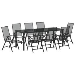 Berkfield Home 9 Piece Garden Dining Set Anthracite Steel - thumbnail 2