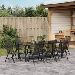 Berkfield Home 9 Piece Garden Dining Set Anthracite Steel - thumbnail 4