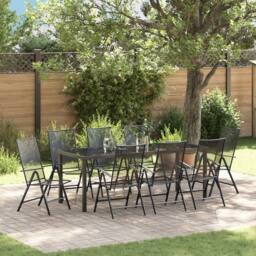Berkfield Home 9 Piece Garden Dining Set Anthracite Steel - thumbnail 1