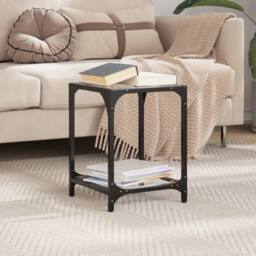 Berkfield Home Coffee Table with Transparent Glass Top 30x30x40 cm Steel - Size: 30 x 30 x 40 cm - thumbnail 3