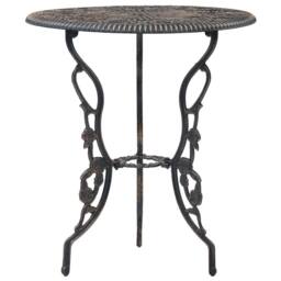 Berkfield Home 3 Piece Bistro Set Cast Aluminium in Brown - thumbnail 2