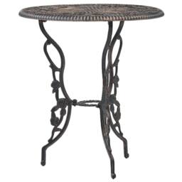 Berkfield Home 3 Piece Bistro Set Cast Aluminium in Brown - thumbnail 3