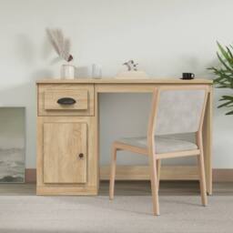 Berkfield Home Desk with Drawer Sonoma Oak 115x50x75 cm Engineered Wood in Brown - Size: 115 x 50 x 75 cm - thumbnail 2
