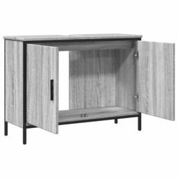 Berkfield Home Sturdy Bathroom Sink Cabinet Grey Sonoma 80x30x60 cm Engineered Wood - Size: 80 x 30 x 60 cm - thumbnail 6