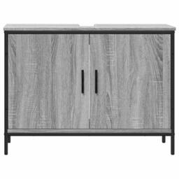 Berkfield Home Sturdy Bathroom Sink Cabinet Grey Sonoma 80x30x60 cm Engineered Wood - Size: 80 x 30 x 60 cm - thumbnail 5