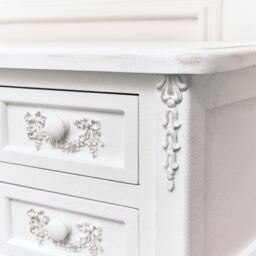 Melody Maison Antique White Dressing Table Desk With Triple Mirror & Stool - Pays Blanc Range - thumbnail 6