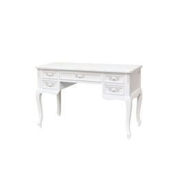 Melody Maison Antique White Dressing Table Desk With Triple Mirror & Stool - Pays Blanc Range - thumbnail 1