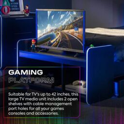 "X Rocker Electra TV Unit for up to 42"" TV's, Shelves & LED Lights in Black" - thumbnail 4