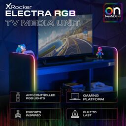 "X Rocker Electra TV Unit for up to 42"" TV's, Shelves & LED Lights in Black" - thumbnail 2