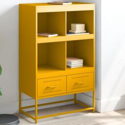 Berkfield Home Highboard Mustard Yellow 68.5x39x111.5 cm Steel