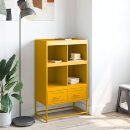 Berkfield Home Highboard Mustard Yellow 68.5x39x111.5 cm Steel - thumbnail 3
