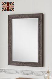 Yearn Mirrors Rustic Grey Wood Effect Scooped Framed Mirror 101.5x73.5cm in Pale Green - Size: 101.5x73.5 cm