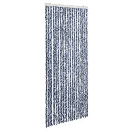 Berkfield Home Insect Curtain Blue, White & Silver 56x185 cm Chenille - thumbnail 1