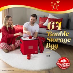 Christmas Village Collapsible Christmas Bauble Storage Bag - Red - thumbnail 3