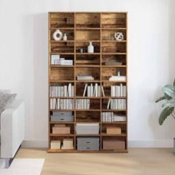 Berkfield Home Modern CD Cabinet - Old Wood - 101x23x177.5 cm - Engineered Wood in Brown - thumbnail 4