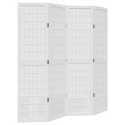 Berkfield Home Room Divider 4 Panels White Solid Wood Paulownia - thumbnail 2