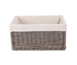 Red Hamper Wicker Jumbo Antique Wash Lined Storage Basket in White - thumbnail 2