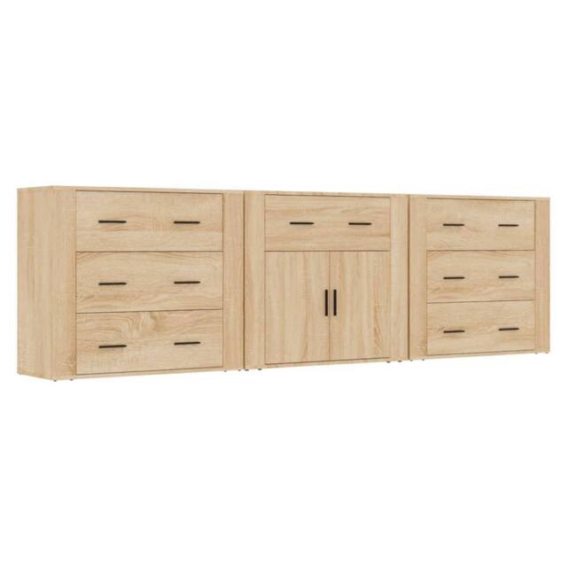 Berkfield Home Sideboards 3 pcs Sonoma Oak Engineered Wood in Light Brown - image 1