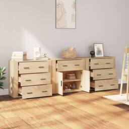 Berkfield Home Sideboards 3 pcs Sonoma Oak Engineered Wood in Light Brown - thumbnail 3