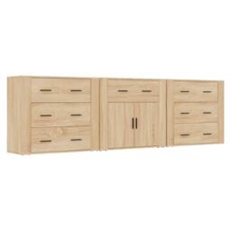 Berkfield Home Sideboards 3 pcs Sonoma Oak Engineered Wood in Light Brown - thumbnail 1
