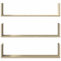 Berkfield Home Wall Shelves 3 pcs Sonoma Oak 80x18x18 cm Engineered Wood in Light Brown - Size: 80 x 18 x 18 cm - thumbnail 4