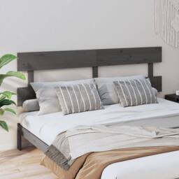 Berkfield Home Bed Headboard Grey 204x3x81 cm Solid Wood Pine - Size: 204 x 3 x 81 cm - thumbnail 2