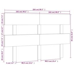Berkfield Home Bed Headboard Grey 204x3x81 cm Solid Wood Pine - Size: 204 x 3 x 81 cm - thumbnail 6