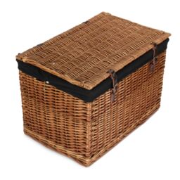 Red Hamper 60cm Double Steamed Chest Picnic Basket with Cotton Lining in Black - thumbnail 3