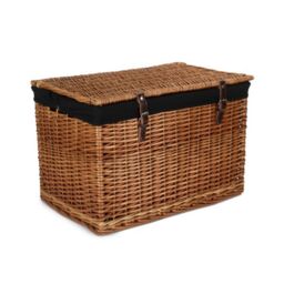 Red Hamper 60cm Double Steamed Chest Picnic Basket with Cotton Lining in Black - thumbnail 2