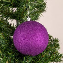 Shatchi 10cm/3Pcs Christmas Baubles Shatterproof Purple, Tree Decorations in Purple - thumbnail 2