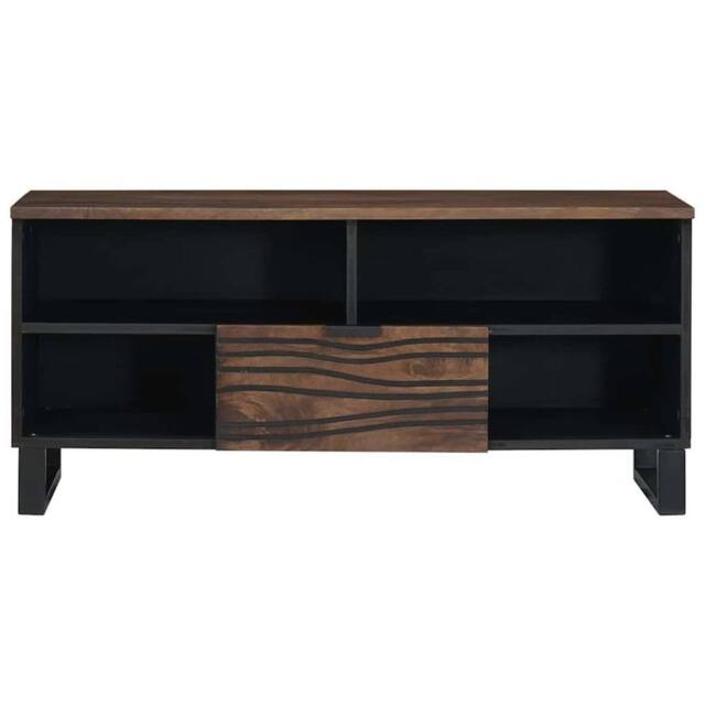Berkfield Home TV Cabinet - 100 x 33.5 x 46 cm, made from solid mango wood in Brown - Size: 100 x 33.5 x 46 cm