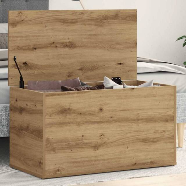 Berkfield Home Storage Chest Artisan Oak 84x42x46 cm Engineered Wood in Brown - Size: 84 x 42 x 46 cm - image 1
