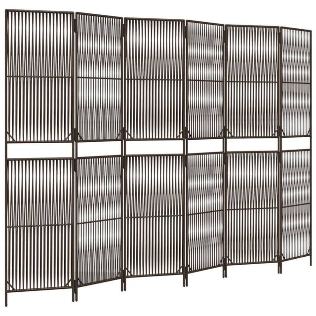 Berkfield Home Room Divider 6 Panels Brown Poly Rattan - image 1