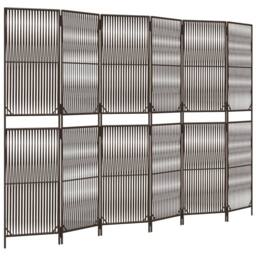 Berkfield Home Room Divider 6 Panels Brown Poly Rattan