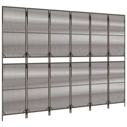 Berkfield Home Room Divider 6 Panels Brown Poly Rattan - thumbnail 4