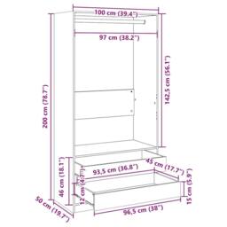 Berkfield Home Wardrobe Concrete Grey 100x50x200 cm Engineered Wood - Size: 100 x 50 x 200 cm - thumbnail 7