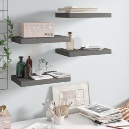 Berkfield Home Floating Wall Shelves 4 pcs High Gloss Grey 40x23x3.8 cm MDF
