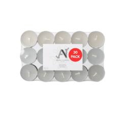Aroma Naturals Soft Cotton Scented Tealight Candles - 4hr Burn - 30 Pack in White