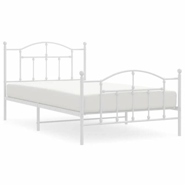 Berkfield Home Metal Bed Frame with Headboard & Footboard White 100x200 cm - image 1