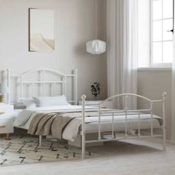 Berkfield Home Metal Bed Frame with Headboard & Footboard White 100x200 cm - thumbnail 2